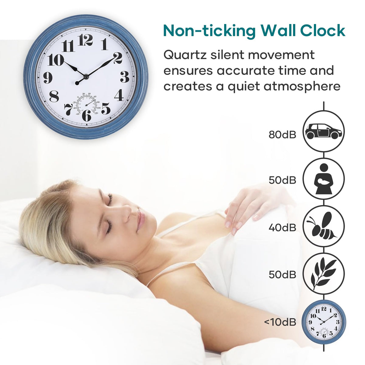 Aurowit outdoor clock large-numerals on white dial enable quick time checks.