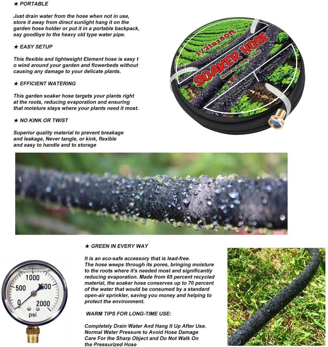 Aurssa hose uses durable rubber blend for long-lasting irrigation