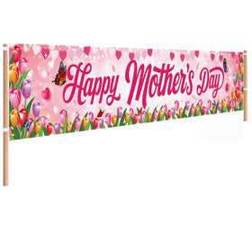 AUSHENKE Mothers Day banner, 118x20 inches, ideal for yard or porch displays.