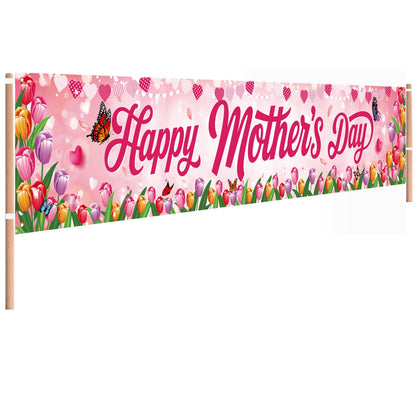 AUSHENKE Mothers Day banner, 118x20 inches, ideal for yard or porch displays.