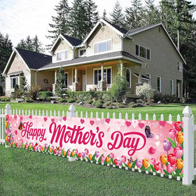 AUSHENKE tulips hearts butterflies banner creates festive decorative detail.
