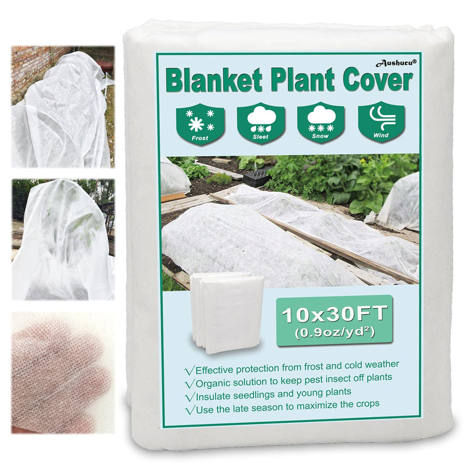 Aushucu plant cover overview protecting a garden from frost.