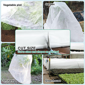 Hoop-supported installation around plants for easy setup.