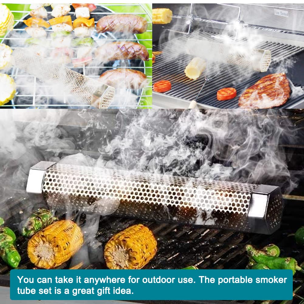Aushucu smoker tube wood pellet-compatible adds customizable smoke flavors