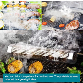 Aushucu smoker tube wood pellet-compatible adds customizable smoke flavors