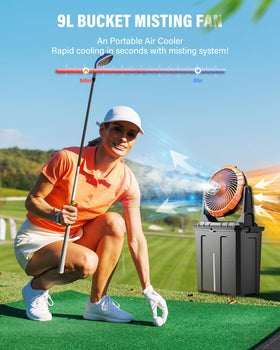 Ausic misting fan powered by 20000mAh battery for flexible cooling