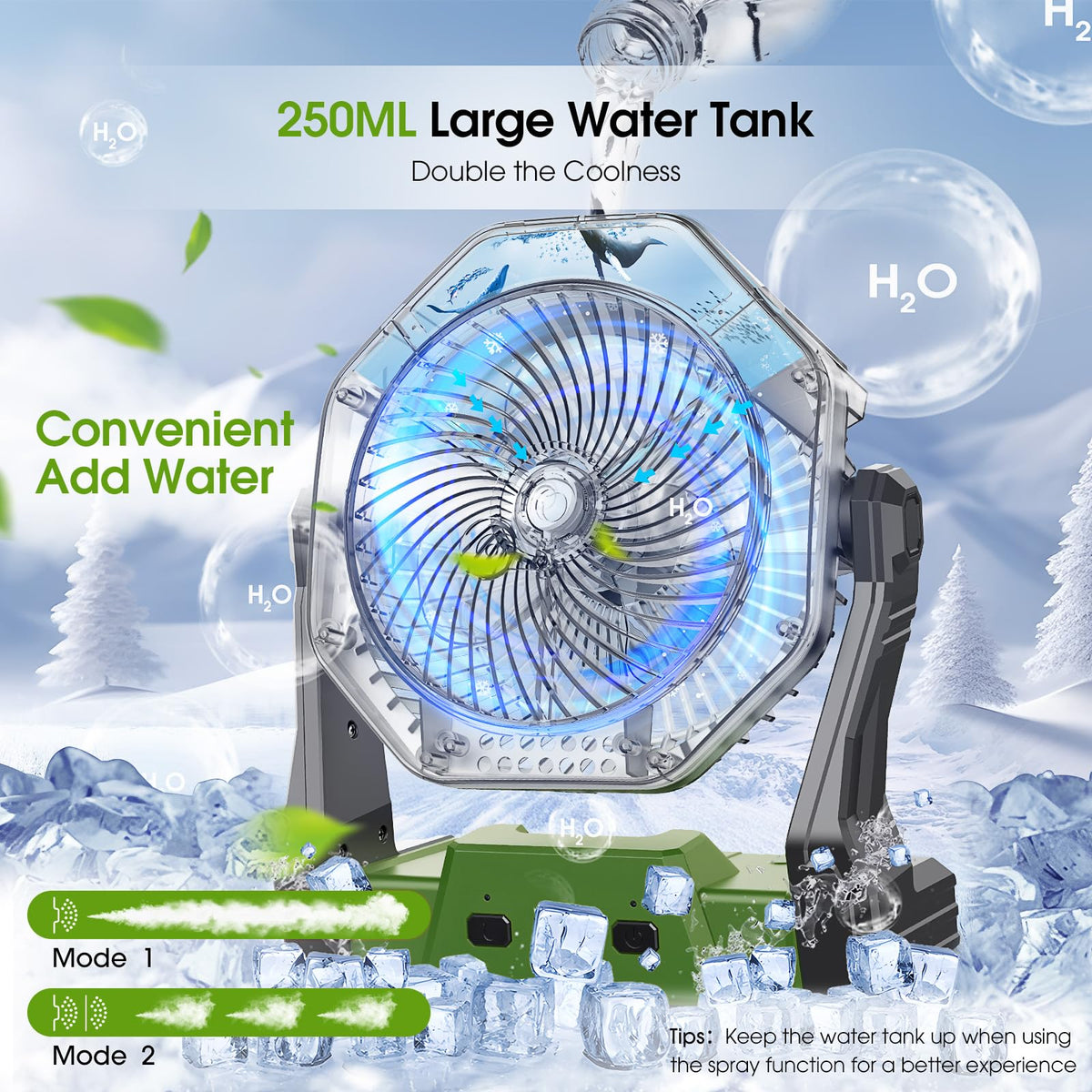 Ausic 8-inch misting fan with 250ml tank delivering longer cooling sessions