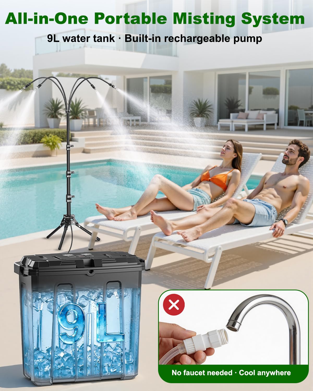 Ausic 9L tank provides cordless cooling without plumbing.