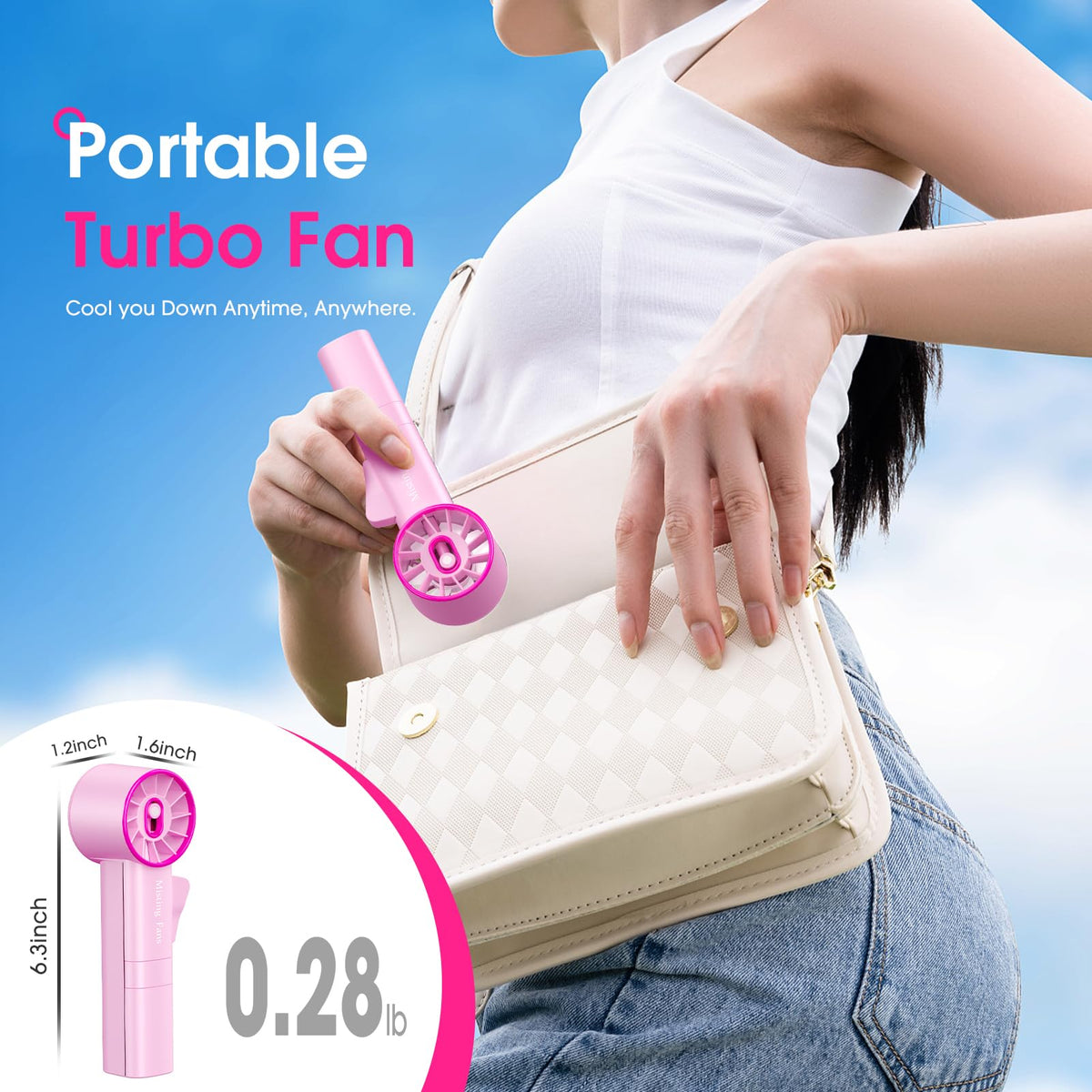 Ausic battery-powered handheld fan lasts hours for outdoor use
