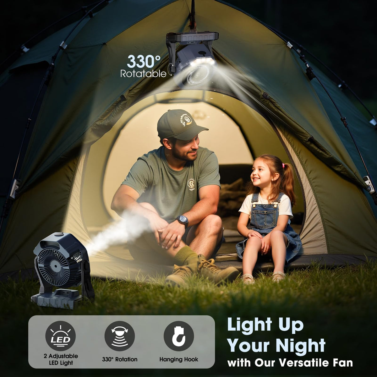 Ausic Misting Fan 330-degree adjustable angle directs airflow precisely