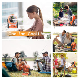 Ausic Misting Fan battery-powered and USB rechargeable for travel.