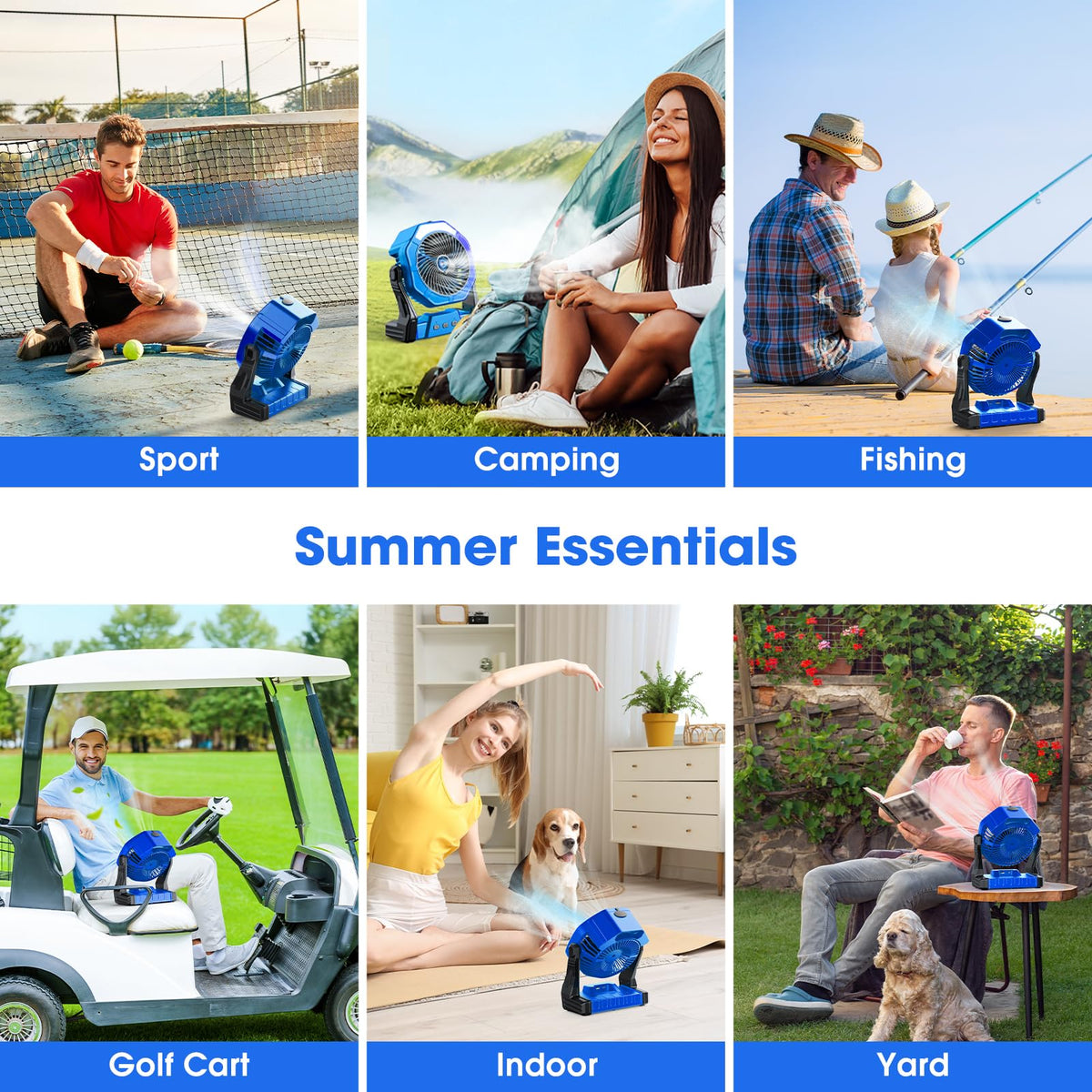 Ausic portable fan uses durable ABS construction for rugged outdoor use.