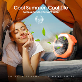 Ausic misting fan-led-lantern provides two brightness levels for night camping.