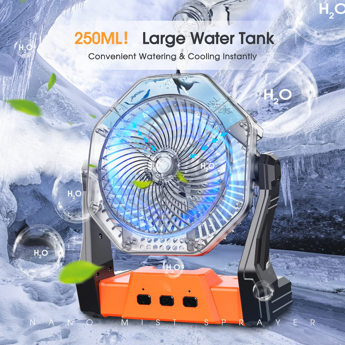 Ausic misting fan with LED light for nighttime use
