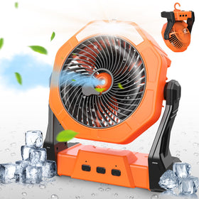 Ausic portable misting fan outdoors delivering cooling mist for comfort.
