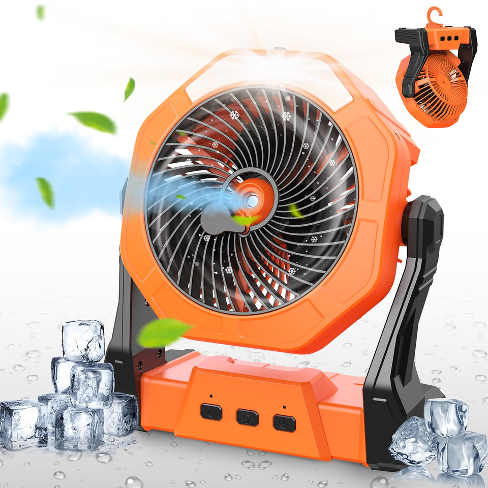 Ausic portable misting fan outdoors delivering cooling mist for comfort.