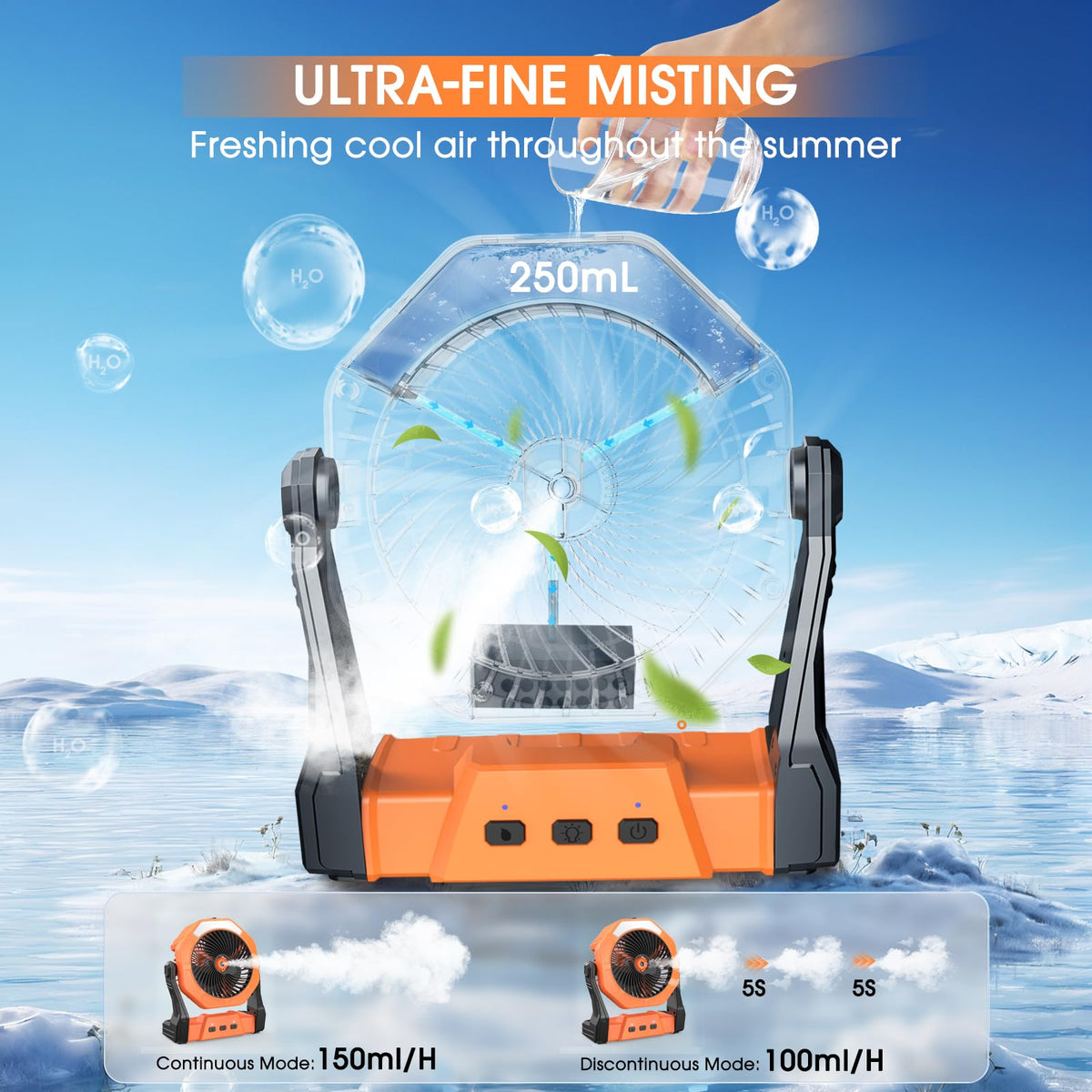 Ausic misting fan patio-setup demonstrates outdoor cooling on the patio.