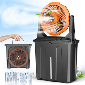 Ausic misting fan with triple-nozzle spray for wide outdoor cooling