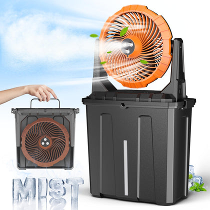 Ausic misting fan with triple-nozzle spray for wide outdoor cooling