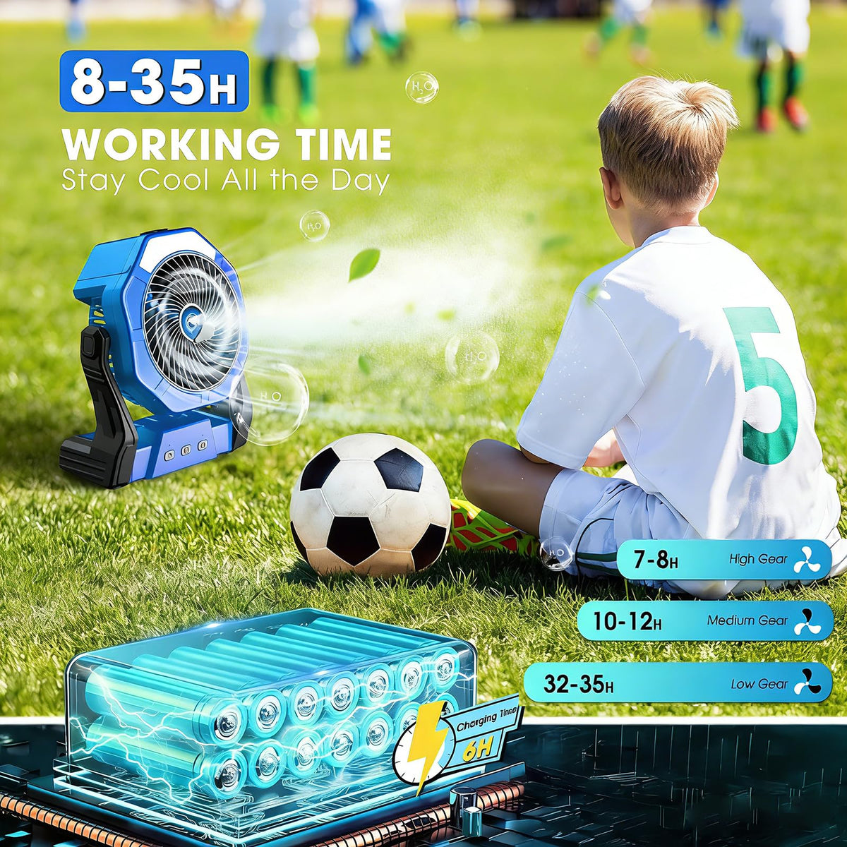 Ausic misting fan offers two spray modes for flexible cooling.