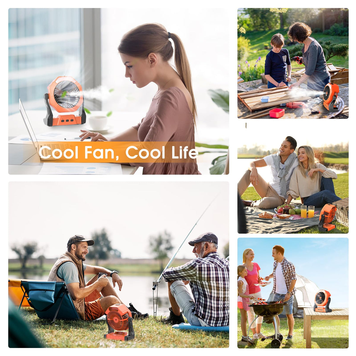 Ausic misting fan USB recharge supports travel and camping.