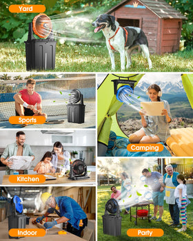 Ausic outdoor misting fan suited for camping and golf use
