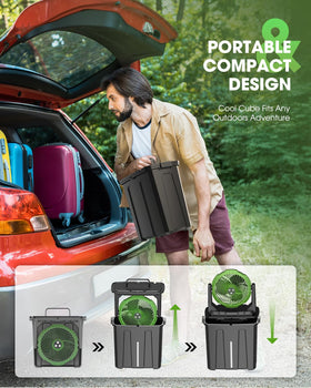Ausic patio camping fan with hook base for versatile placement.