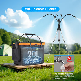 Ausic misting at the beach-ready setup provides refreshing breeze under the sun.