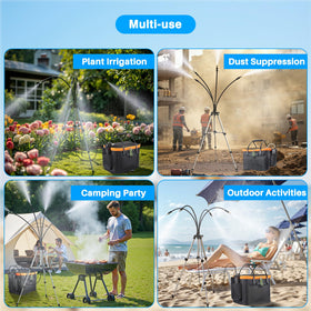 Ausic setup supports outdoor water play and refreshing relief for family.
