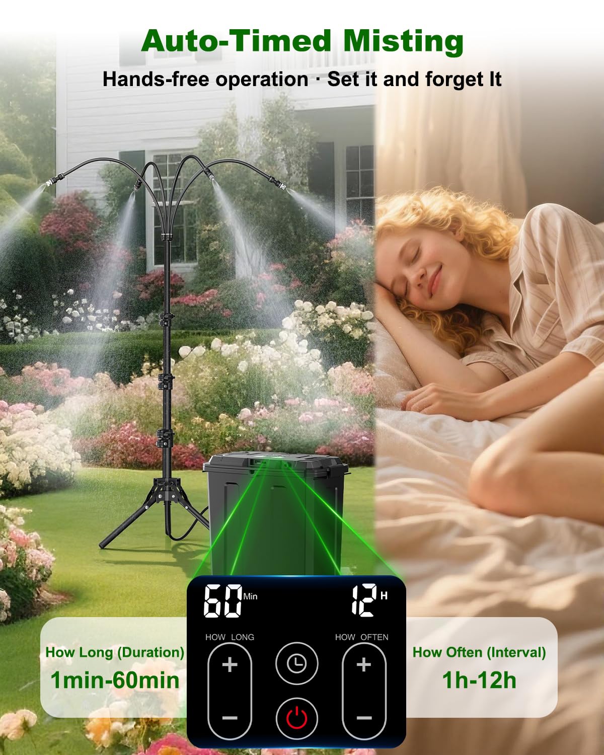 Ausic adjustable-height stand lets you target mist precisely.
