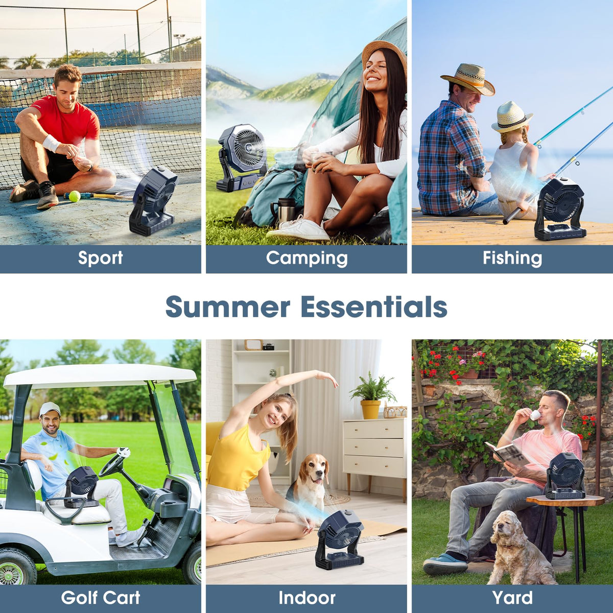 Ausic travel-friendly misting fan ideal for beach and camping.