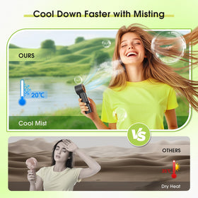Ausic turbo misting fan with air guide delivers faster outdoor cooling.