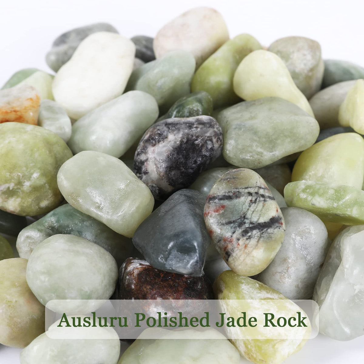 Ausluru polished pebbles sheen highlights smooth texture for tabletops and planters.