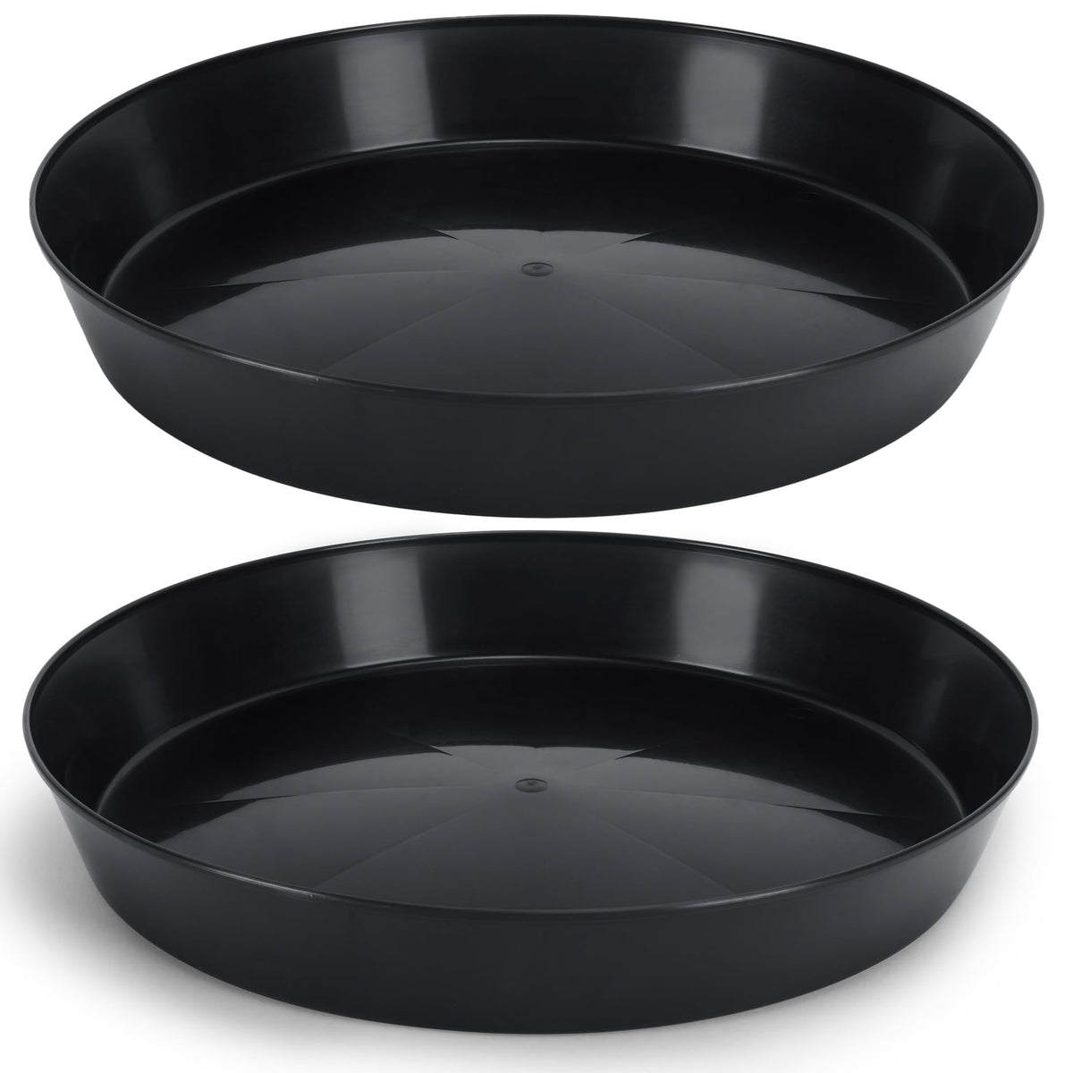 Austin Planter 16-inch black saucer catching excess water to protect floors