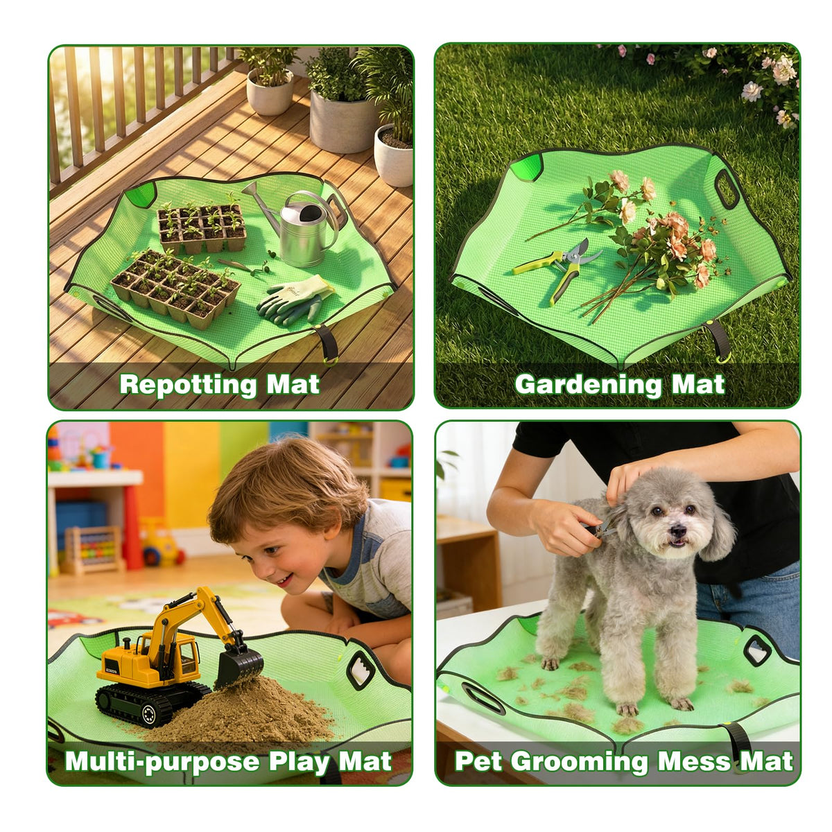 Austion mat folds flat for compact storage after gardening tasks.