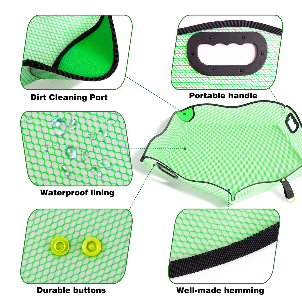 Austion repotting mat with handles for easy carrying and placement.