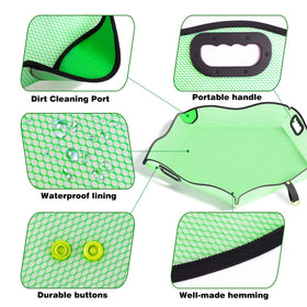 Austion repotting mat with handles for easy carrying and placement.