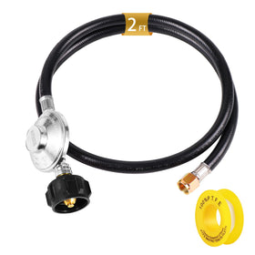AUTATUE propane hose 2ft black with rugged rubber for reliable outdoor grilling.