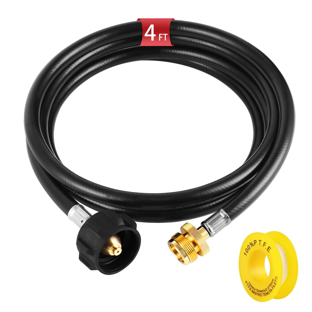 AUTATUE 4ft propane hose with secure connections for outdoor grills.