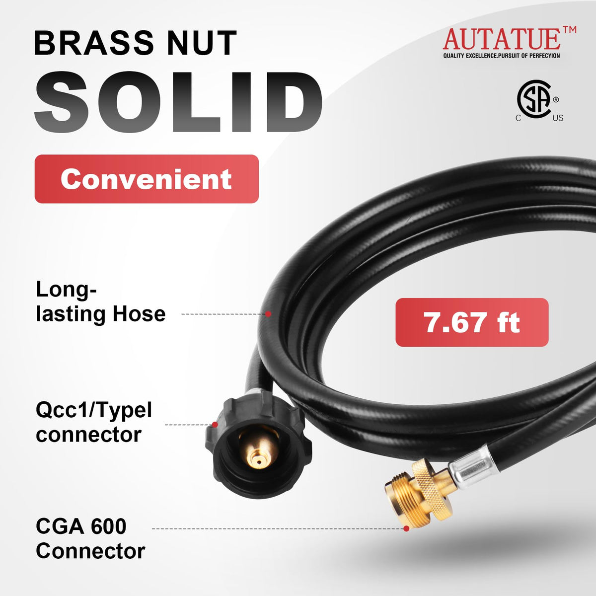 AUTATUE brass connectors ensure a tight seal for safe gas transfer.