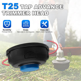 AUTOBABA T25 Tap Advance Trimmer Head mounted on Husqvarna compatible shaft for easy installation.