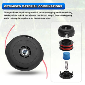 AUTOBABA T25 Tap Advance Trimmer Head highlighting left-hand thread arbor compatibility.
