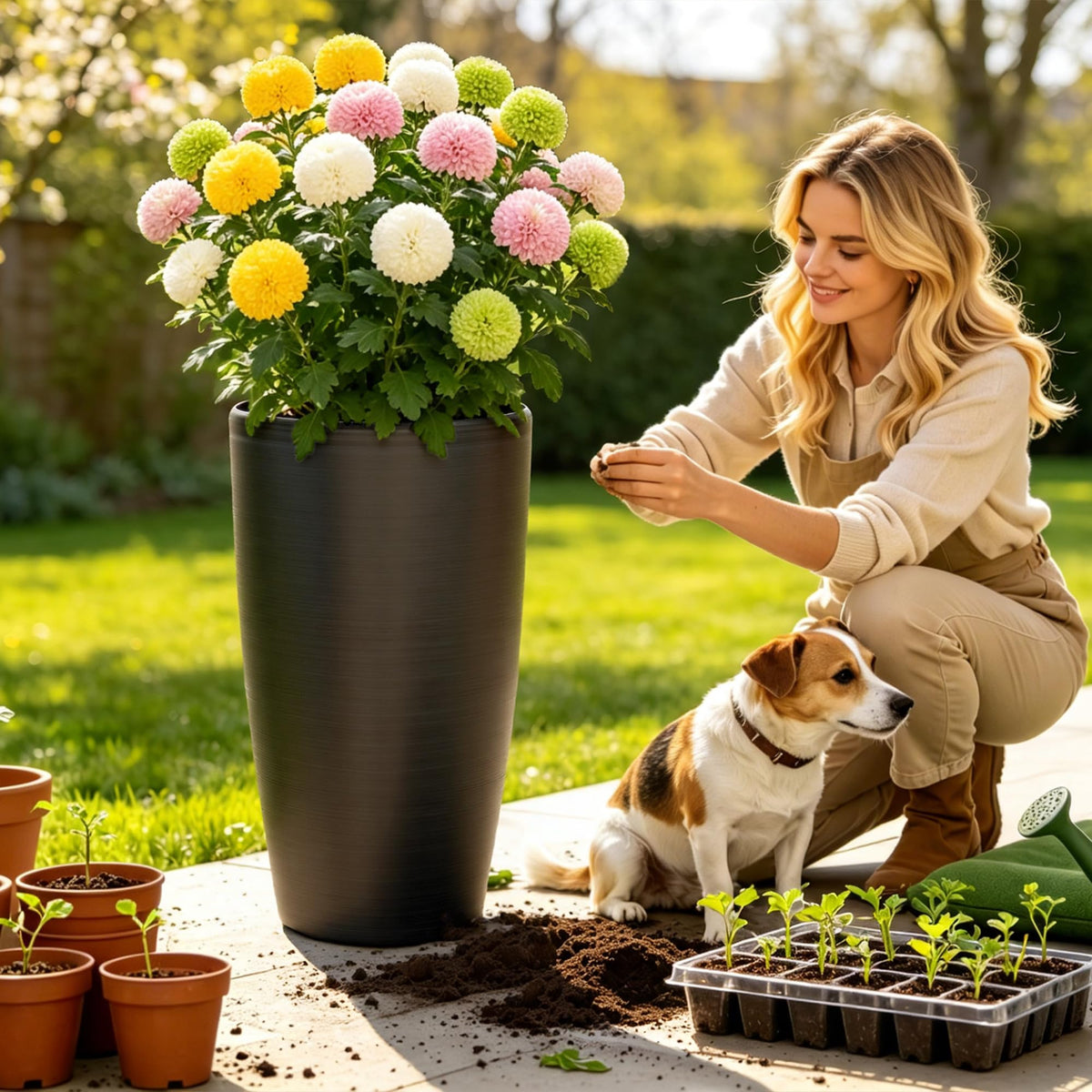 Autodaya 12-6 diameter large planter for lush floral displays.