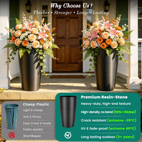 Autodaya tall brushed planter side view, perfect for indoor greenery accents.