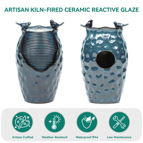 Autodaya 24-8-inch tall fountain serves as a striking outdoor centerpiece.