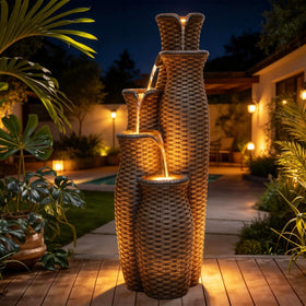 Autodaya 5-tier fountain front view, enhancing outdoor decor with calming ambience.