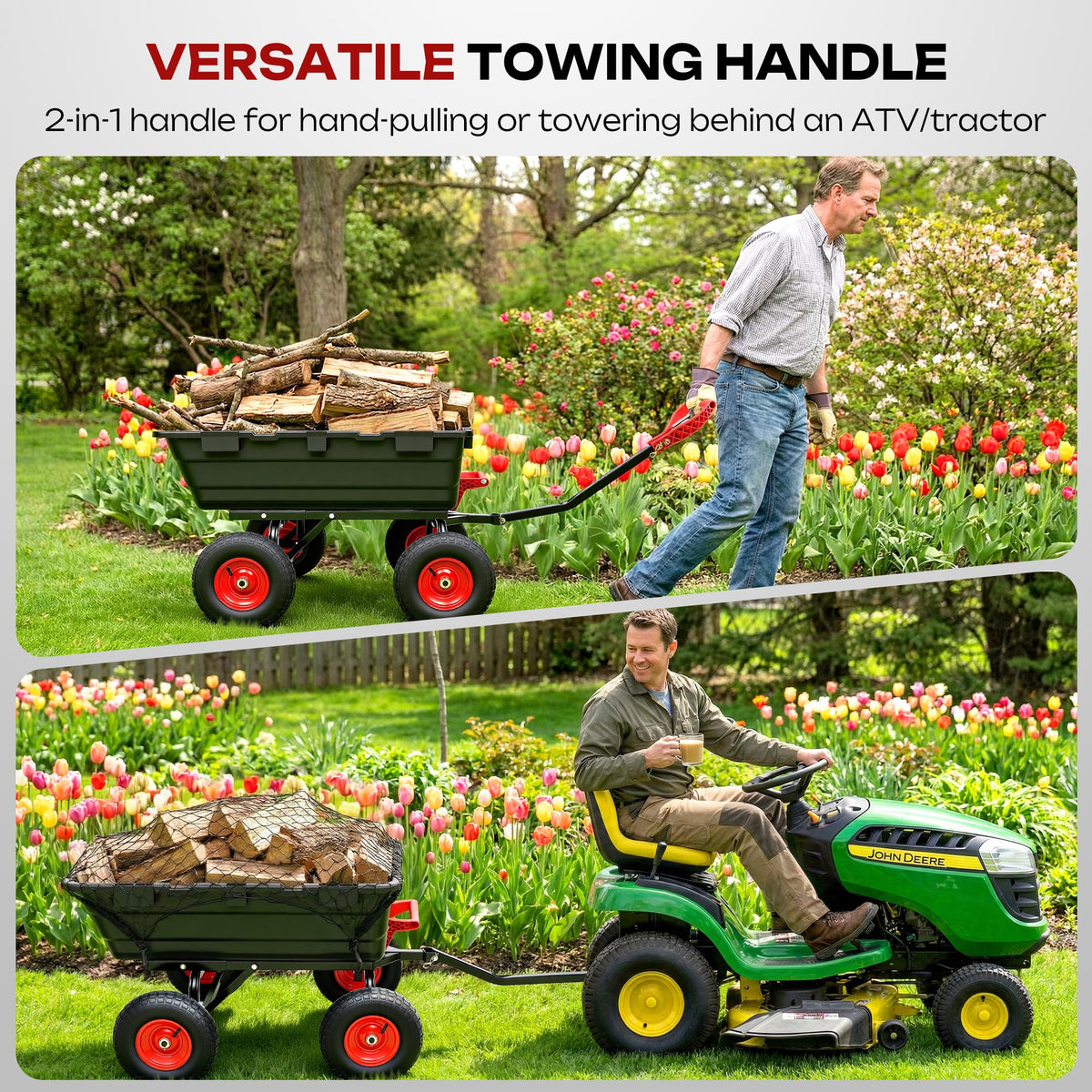 Autodaya 7 Cu Ft wagon bed ready for versatile yard hauling.
