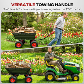 Autodaya 7 Cu Ft wagon bed ready for versatile yard hauling.