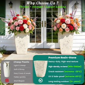Autodaya country white square planter for outdoor weather resistance