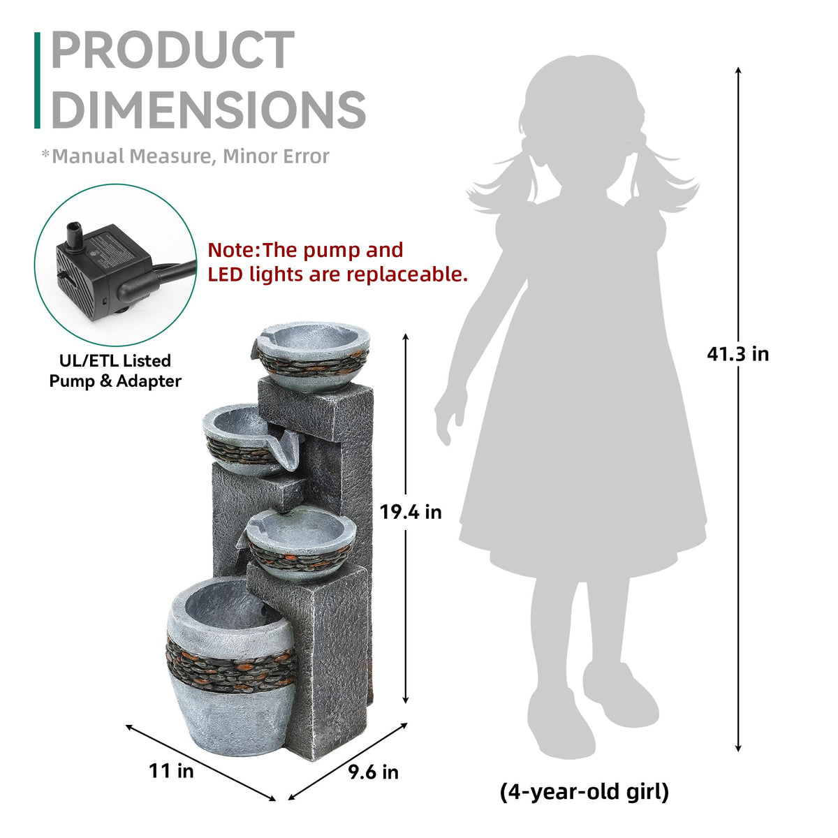 Autodaya outdoor fountain offers easy plug-and-fill setup for quick installation.